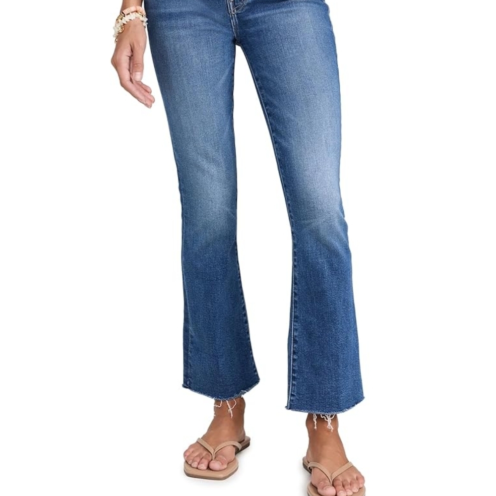 MOTHER Blue Flare Wide Leg Jeans with Mid-Rise
